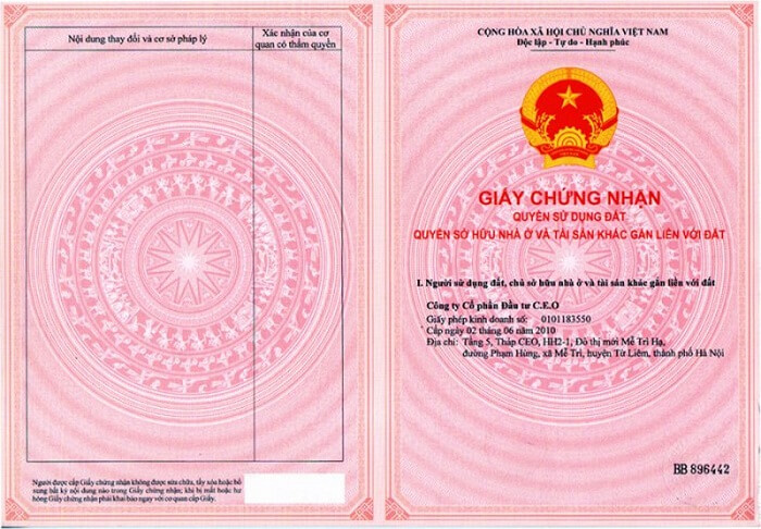 Trang 1 gồm tên người sử dụng đất, chủ sở hữu nhà ở và tài sản khác gắn liền với đất